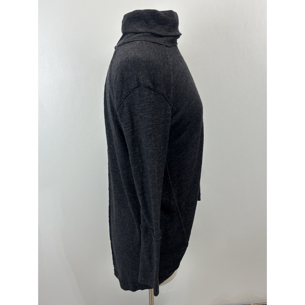 We The Free People Split Back Turtleneck Sweater Small Womens Charcoal Boho - Picture 4 of 7